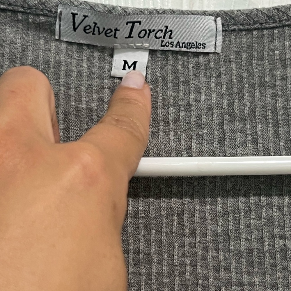 Velvet Torch Charcoal Ribbed Tee - Picture 3 of 5